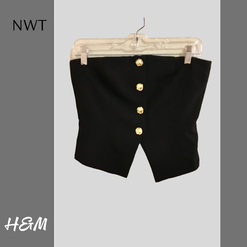 NWT H&M Black Corset-style Top, Sz S